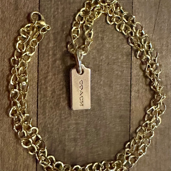 Coach Gold Hang Tag Pendant 18k/.925 Chunky Style Necklace - Picture 3 of 6